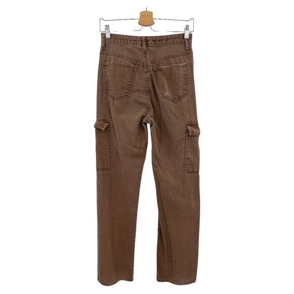 S.O.N.G. Juniors 7 / Regular 28 Brown 90s Boyfriend Cargo Jeans High Rise - Picture 2 of 11